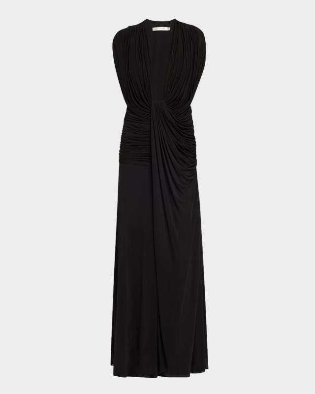Ripple Draped Double-Layer Gown